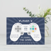 Level Up | Einladung der Babydusche (Stehend Vorderseite)