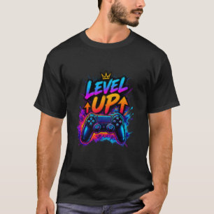 Level Up – Fette Gaming- & Motivations-Typografie T-Shirt