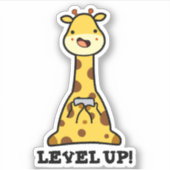Level Up Funny Giraffe Pub Aufkleber (Vorderseite)