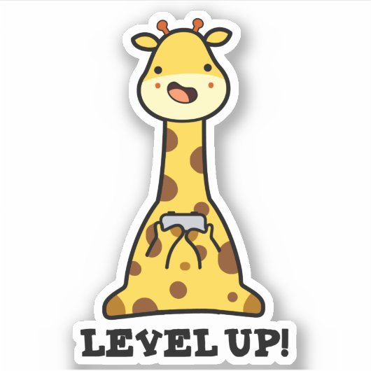 Level Up Funny Giraffe Pub Aufkleber (Vorderseite)