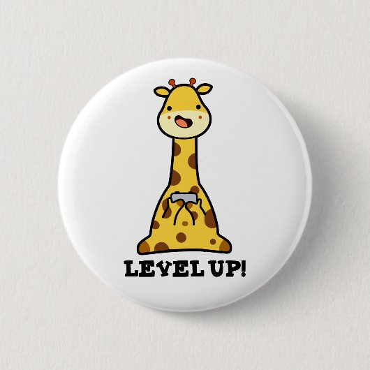 Level Up Funny Giraffe Pub Button (Vorderseite)