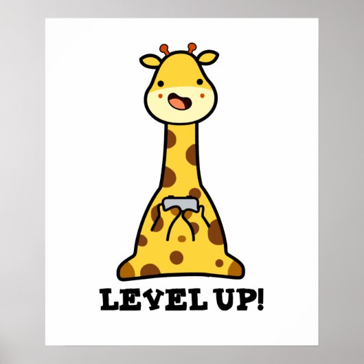 Level Up Funny Giraffe Pub Poster (Vorne)