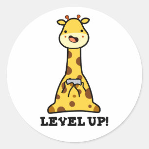 Level Up Funny Giraffe Pub Runder Aufkleber