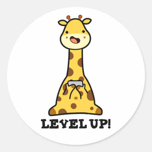 Level Up Funny Giraffe Pub Runder Aufkleber (Vorderseite)
