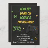Level Up Game On Birthday Einladung (Vorne/Hinten)