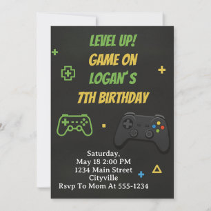 Level Up Game On Birthday Einladung