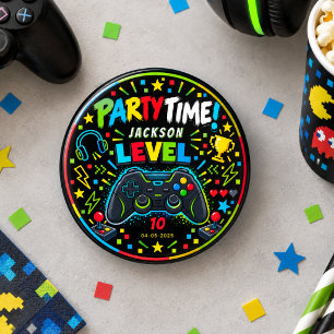 Level Up Gamer 10. Geburtstag Junge Party Button