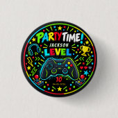 Level Up Gamer 10. Geburtstag Junge Party Button (Vorderseite)