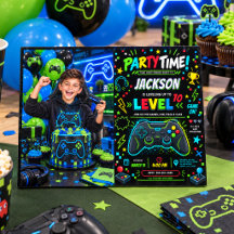 Level Up Gamer 10. Geburtstagsjunge Party Foto