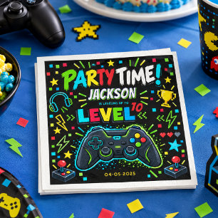 Level Up Gamer 10. Geburtstagsjunge Party Serviette
