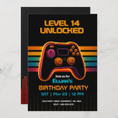 Level Up Gamer Birthday Invitation – Neon Game Einladung (Vorne/Hinten)
