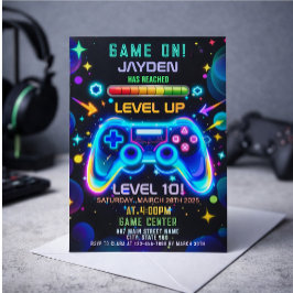 Level Up Gamer Birthday Invitation – Neon Game Einladung