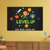 Level Up Gamer Canvas – Pixel Retro Wall Art Leinwanddruck (Insitu (Wohnzimmer))