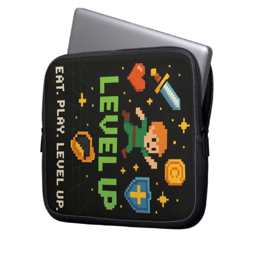 Level Up Gamer Electronics Bag - Pixel Retro Style Laptopschutzhülle (Vorderseite Links)