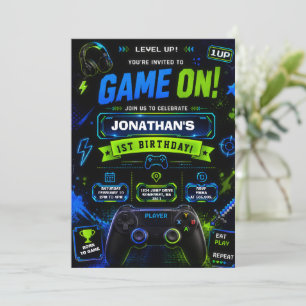 Level Up Gamer Geburtstagseinladung Einladung