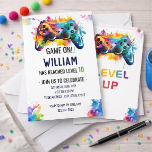 Level Up Gamer Geburtstagseinladung – Neon Game Einladung