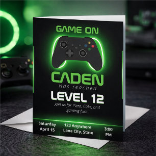 Level Up Gamer Geburtstagseinladung – Neon Game Einladung