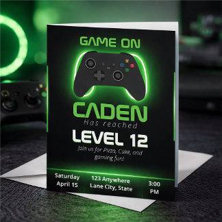 Level Up Gamer Geburtstagseinladung – Neon Game Einladung