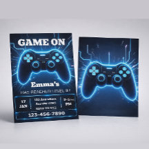 Level Up Gamer Geburtstagseinladung – Neon Game