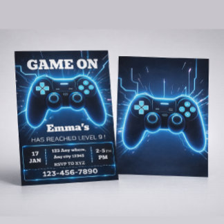 Level Up Gamer Geburtstagseinladung – Neon Game Einladung