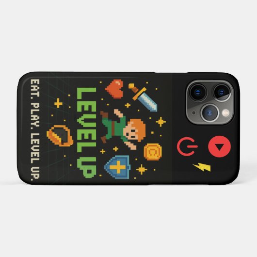 Level Up Gamer iPhone 11 Pro Case – Retro Pixels (Rückseite (Horizontal))