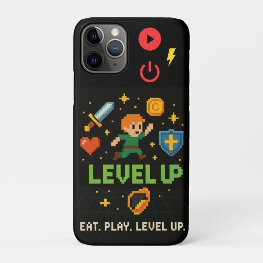 Level Up Gamer iPhone 11 Pro Case – Retro Pixels (Rückseite)