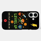 Level Up Gamer iPhone 16 Hülle – Pixel Retro Stil (Rückseite (Horizontal))