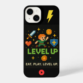 Level Up Gamer iPhone Case – Pixel Retro Style 14 Hülle