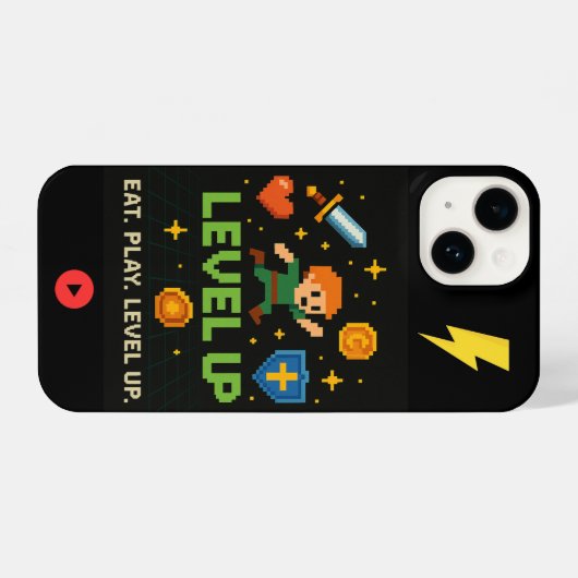 Level Up Gamer iPhone Case – Pixel Retro Style iPhone Hülle (Rückseite (Horizontal))