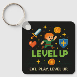 Level Up Gamer Keychain – Pixel Retro Style Schlüsselanhänger