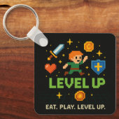 Level Up Gamer Keychain – Pixel Retro Style Schlüsselanhänger (Vorderseite)