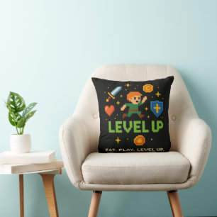 Level Up Gamer Kissen – Retro Pixel Gaming Dekor