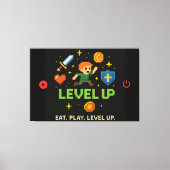 Level Up Gamer Leinwand – Pixel Retro-Wandkunst (Vorderseite)