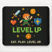 Level Up Gamer Mousepad - Retro Pixel Art Design (Vorne)