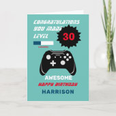 Level Up Gamer Personalisiert Age Happy Birthday Karte (Vorderseite)