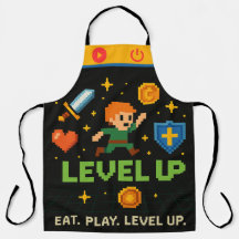 Level-Up-Gamer-Schürze - Retro-Pixel-Multiover-Pri
