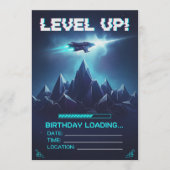 Level Up Gamer Space Sci-Fi Glitch Birthday Einladung (Vorderseite)
