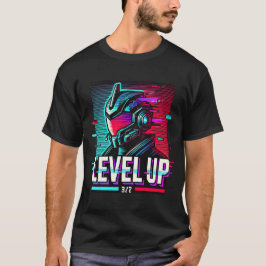 Level Up Gamer T - Shirt Cyberpunk Gaming Neon