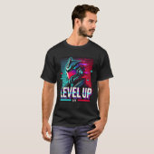 Level Up Gamer T - Shirt Cyberpunk Gaming Neon (Vorne ganz)