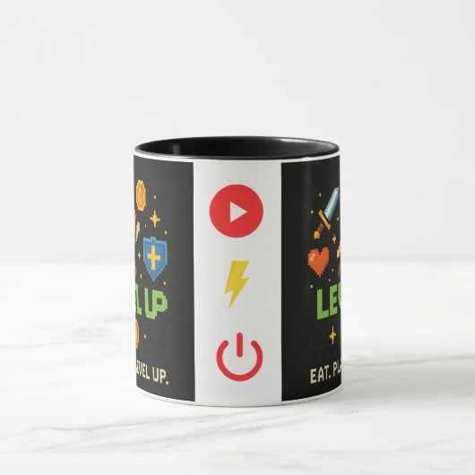 Level Up Gamer Tasse – Retro Pixel Gaming Becher (Zentrum)