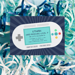 Level Up Gamer Theme Kindergeburtstag Party Einladung