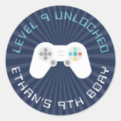 Level Up | Gamer Theme Personalisiert Geburtstag Runder Aufkleber (Vorderseite)