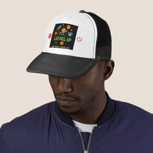 Level Up Gamer Trucker Hat – Pixel Retro Style Truckerkappe (Beispiel)