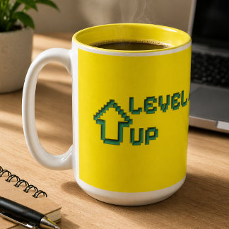 Level UP Gelber Magier Zweifarbige Tasse