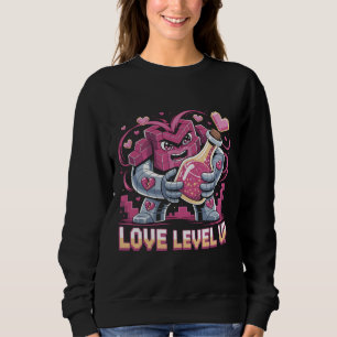 Level Up Love Voxel Pink Robot Herz Potion Retro Sweatshirt