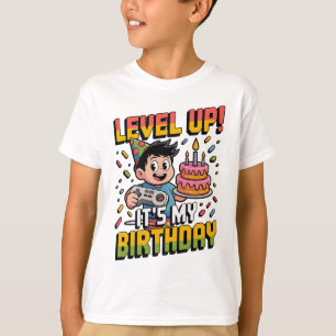 Level Up, mein Geburtstag, nostalgischer Cartoon-S T-Shirt