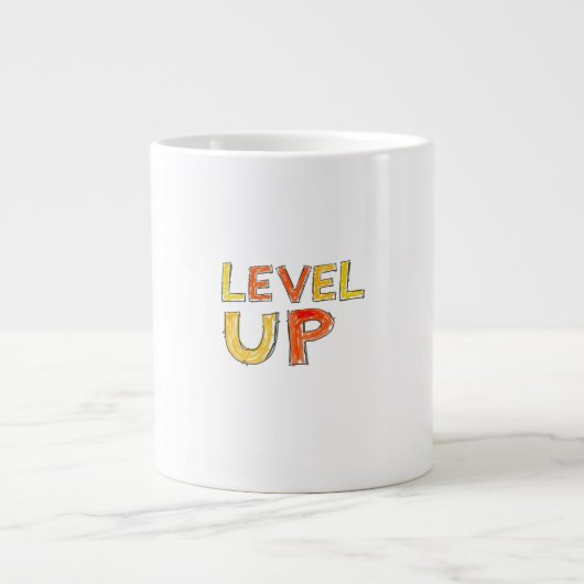 Level Up Motivationsdesign Jumbo-Tasse (Vorderseite)