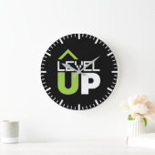 Level Up, Motivierend Videospiel, Gamer, Gaming Große Wanduhr (Zuhause)