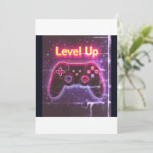 Level Up Neon Gamer Controller – Retro Pixel Art T Einladung (Stehend Vorderseite)