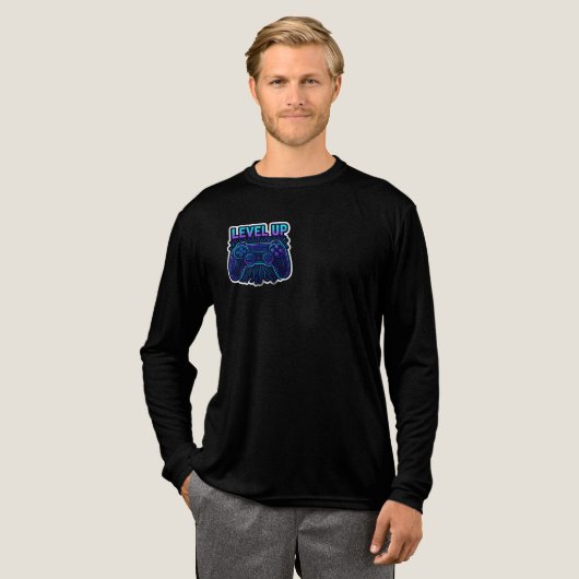 "Level Up Neon Gaming Controller Sticker Gamer op" Tri-Blend Shirt (Volle Vorderseite)